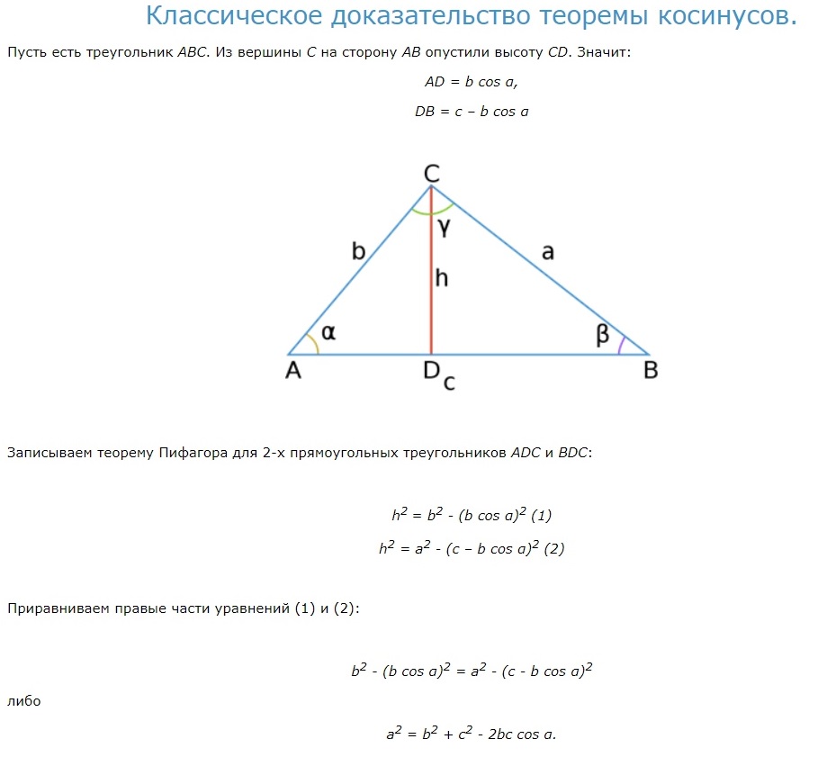 Доказательство т. кос.